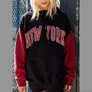 Brandy Melville John Galt Christy New York Hoodie One Size Large Black Red